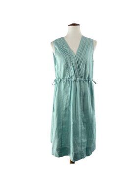 Sundance Mint Green Sleeveless 100% Linen Midi Dress With Tie Detail Size M